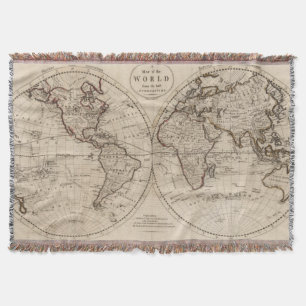 Manta Tejida Mapa del mundo pasado de moda (1795)