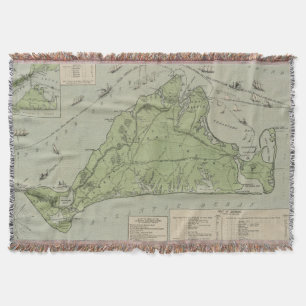 Manta Tejida Mapa del vintage de Marthas Vineyard (1913)