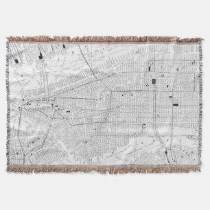 Manta Tejida Mapa del vintage de New York City (1911)