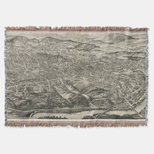 Manta Tejida Mapa ilustrado del vintage de Asheville NC (1912)