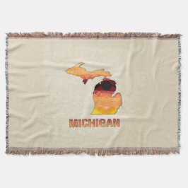 Manta Tejida Mapa MICHIGAN del pergamino del mosaico del