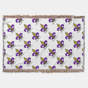 Manta Tejida Mardi Gras Fleur De Lis