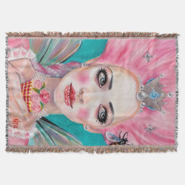 Manta Tejida Marie Antoinette Queen Bee Que coman pastel (Anverso)