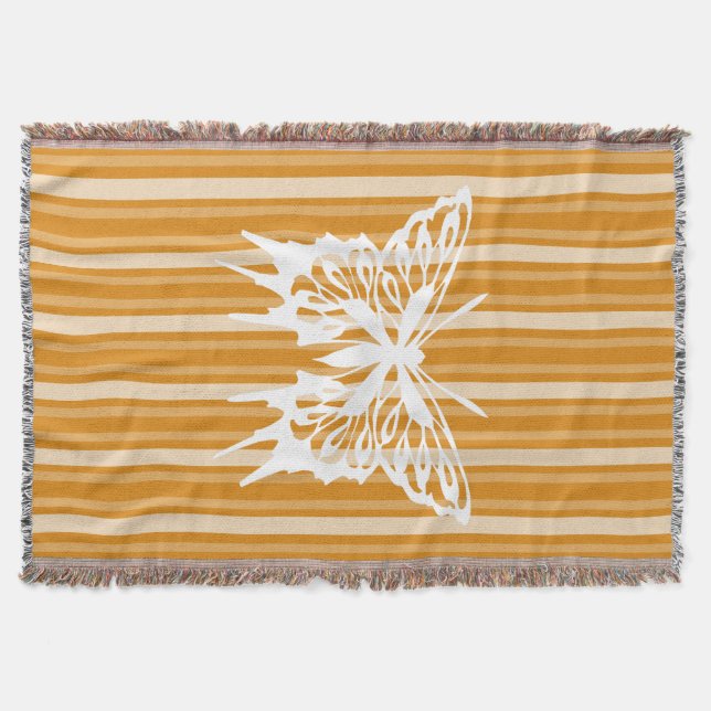 Manta Tejida Marigold Victoripe con mariposa (Anverso)