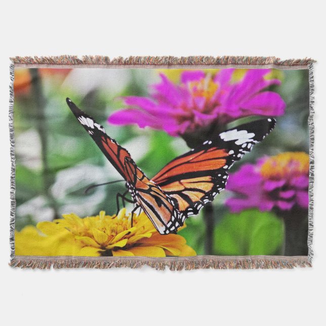 Manta Tejida Mariposa en las flores #2 (Anverso)