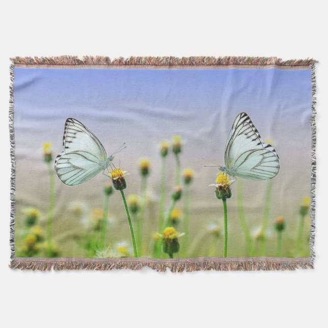 Manta Tejida Mariposas Mirrored Springtime (Anverso)