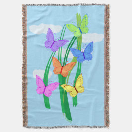 Manta Tejida Mariposas y cielo