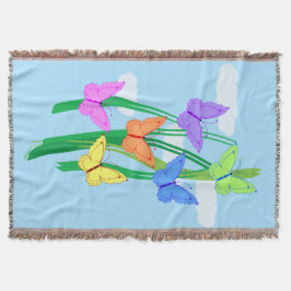 Manta Tejida Mariposas y cielo