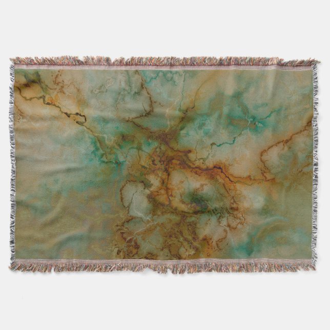 Manta Tejida Mármol de oro verde esmeralda y cobre (Anverso)