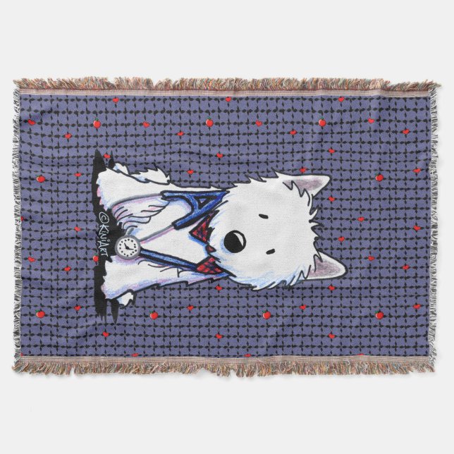 Manta Tejida Médica de amor Benji Westie Throw Blanket (Anverso)