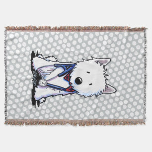 Manta Tejida Médica de amor Westie Dotted Throw Blanket