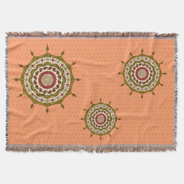 Manta Tejida Mehndi Fantasy Gold Throw Blanket (Anverso)