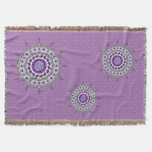 Manta Tejida Mehndi Fantasy Silver Throw Blanket