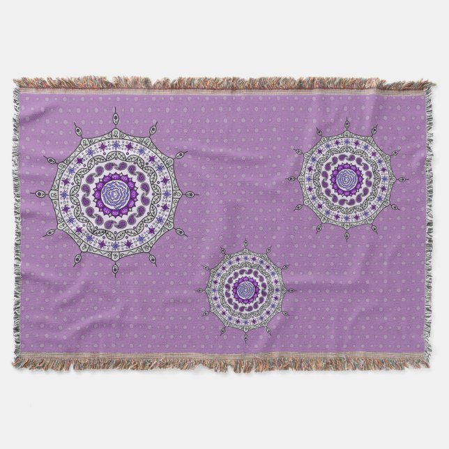 Manta Tejida Mehndi Fantasy Silver Throw Blanket (Anverso)