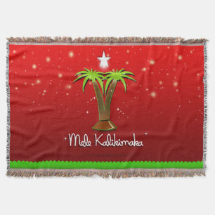 Manta Tejida Mele Kalikimaka Palm Tree para Navidad