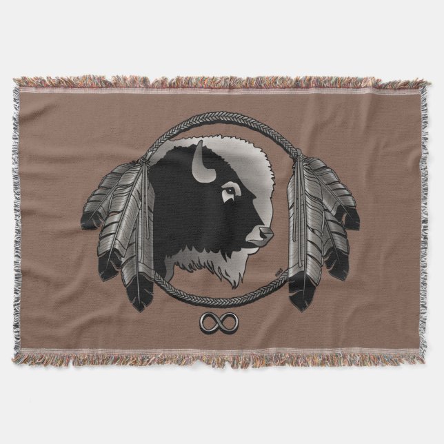Manta Tejida Metis First Nation Blanket Spirit Animals Tira (Anverso)