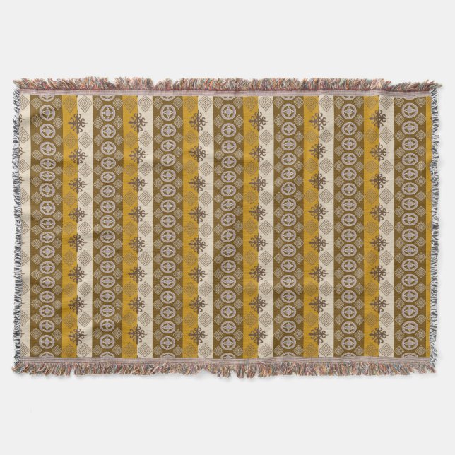 Manta Tejida Modelo africano étnico con los simbols de Adinkra (Anverso)