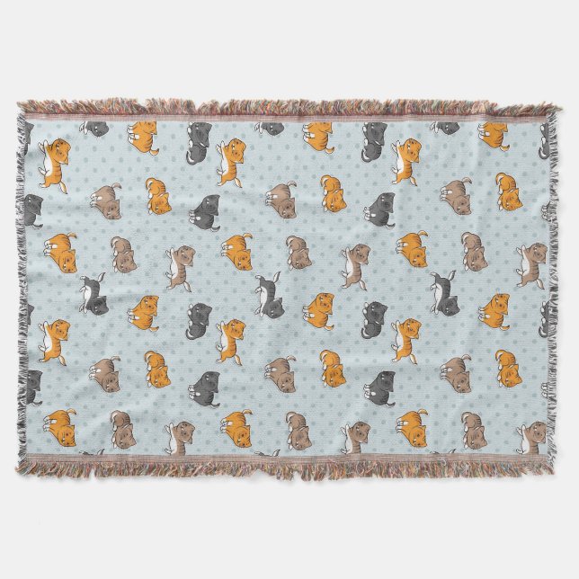 Manta Tejida modelo con los gatos divertidos (Anverso)