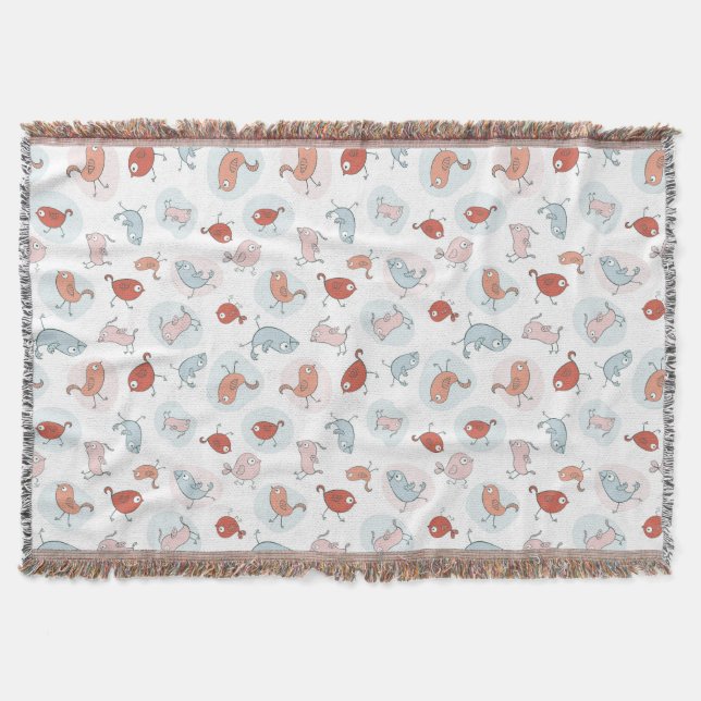 Manta Tejida modelo con los pájaros del dibujo animado (Anverso)