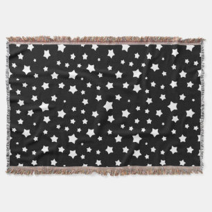 Manta Tejida Modelo de estrellas blanco y negro