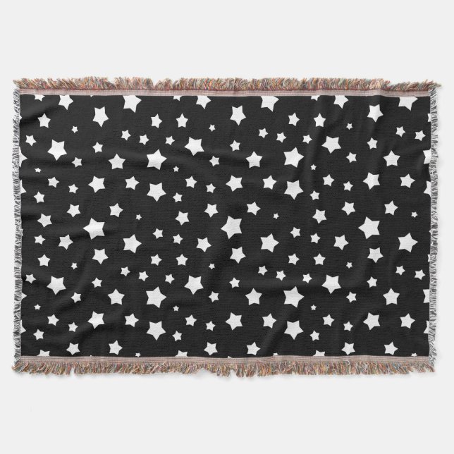 Manta Tejida Modelo de estrellas blanco y negro (Anverso)
