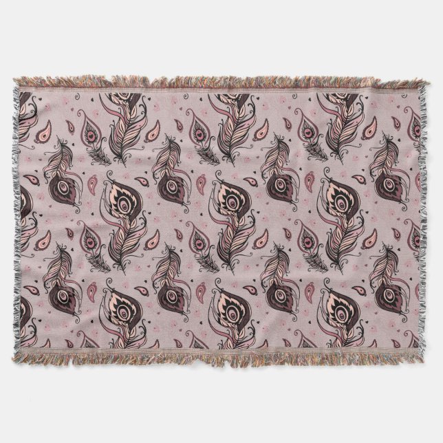 Manta Tejida Modelo de la pluma del pavo real (Anverso)