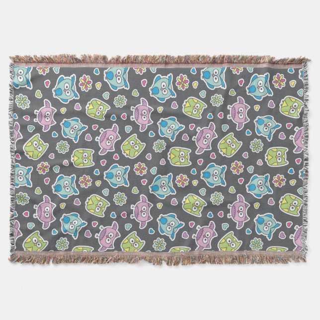 Manta Tejida modelo de los búhos del dibujo animado (Anverso)