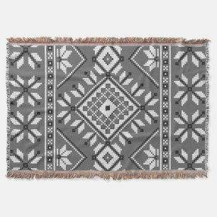 Manta Tejida Modelo geométrico azteca del sudoeste gris oscuro