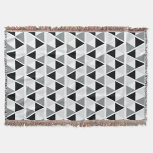 Manta Tejida Modelo geométrico gris blanco negro