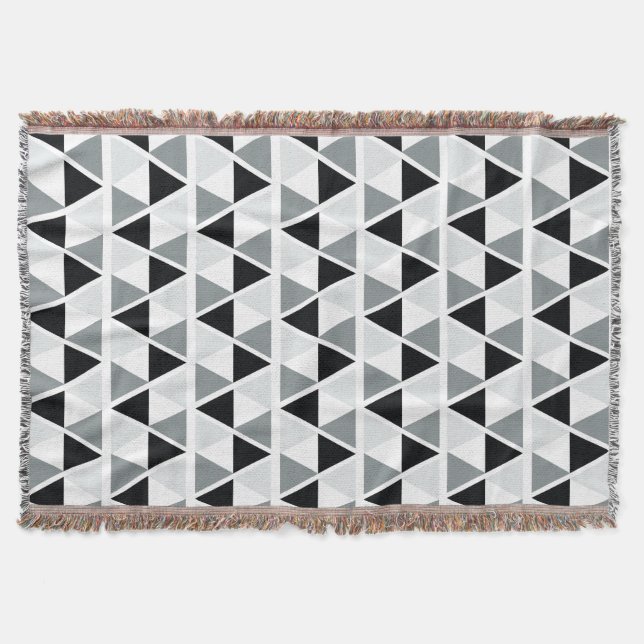 Manta Tejida Modelo geométrico gris blanco negro (Anverso)