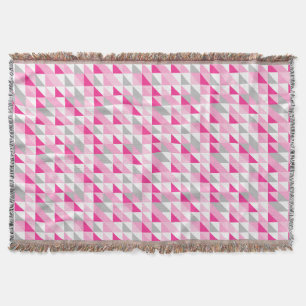 Manta Tejida Modelo gris blanco rosado geométrico de los