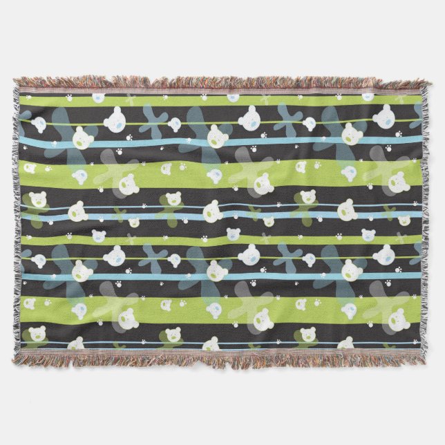 Manta Tejida Modelo lindo con pocos osos (Anverso)