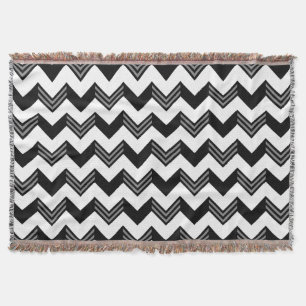 Manta Tejida Modelo negro, gris, blanco moderno de Chevron del