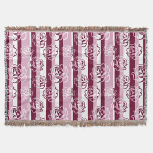 Manta Tejida Modelo rayado con los rosas