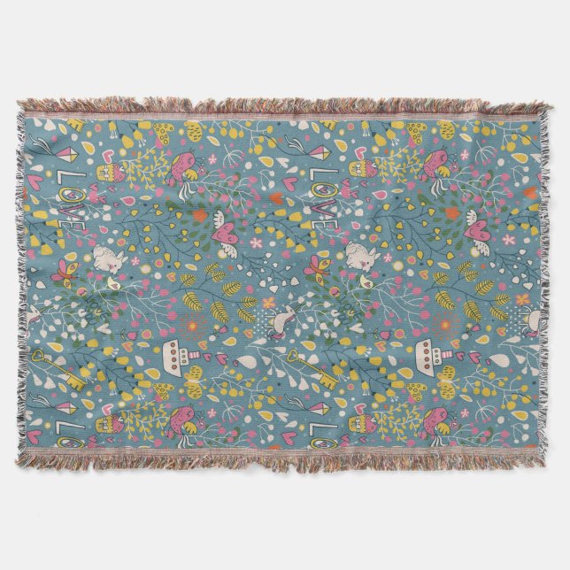 Manta Tejida Modelo romántico abstracto con el dibujo animado (Anverso)