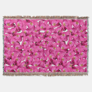 Manta Tejida Modelo rosado de las amapolas florales