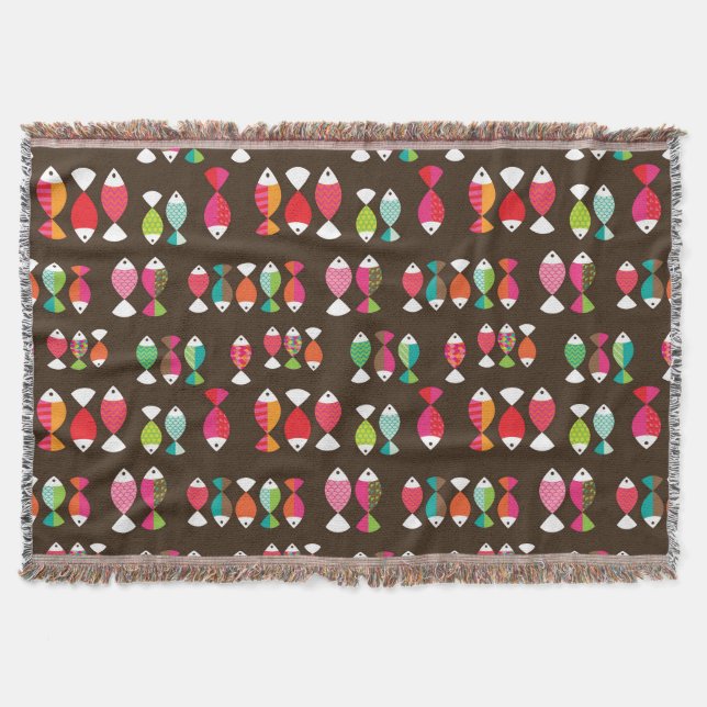 Manta Tejida Modelo subacuático 2 de los pescados retros (Anverso)