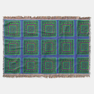 Manta Tejida Modelo tribal azteca rojo azulverde de los