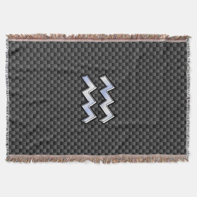 Manta Tejida Modern Aquarius Zodiac Sign Carbon Fiber Style (Anverso)