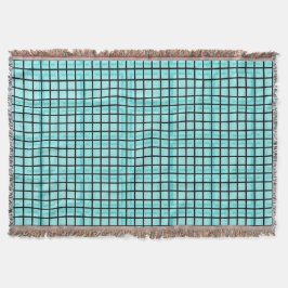 Manta Tejida Modern_Squares (c) Turquoise_Blue-Blanket_