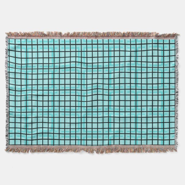 Manta Tejida Modern_Squares (c) Turquoise_Blue-Blanket_ (Anverso)