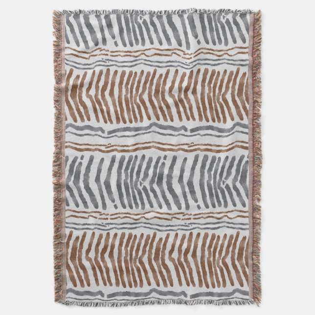 Manta tejida moderna gris marrón (Frente vertical)