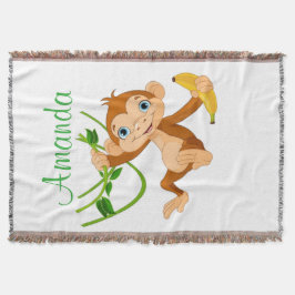 Manta Tejida Mono lindo con el plátano