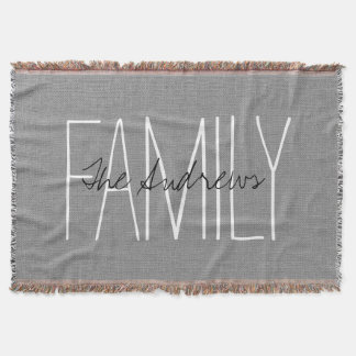 Manta Tejida Monograma de familia de Moda gris rusa