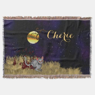 Manta Tejida Monograma de Gato de Luna Completo / Personalizado