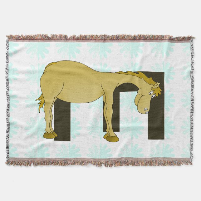 Manta Tejida Monograma E de Personalizado lindo Pony (Anverso)