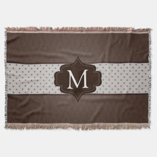 Manta Tejida Monograma elegante del personalizado del lunar de