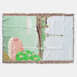 Manta Tejida Monograma Paris Cityscape Spring Blanket