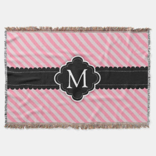 Manta Tejida Monograma rosado femenino del personalizado del