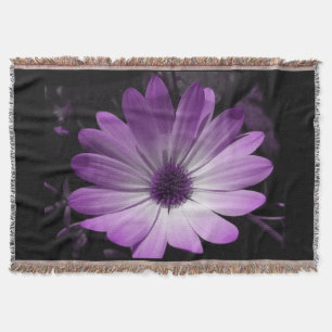Manta Tejida Morado Daisy Flower Throw Blanket